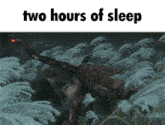 a picture of a man laying in the grass with the words two hours of sleep above him
