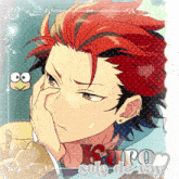a drawing of a man with red hair and the words solo-de-ray on the bottom