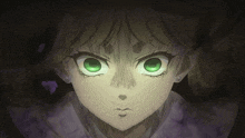 a close up of a girl with green eyes