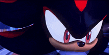 a close up of a shadow the hedgehog with red eyes