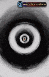 a black and white photo of a person in a circle with the words @ ma.informatica on the bottom