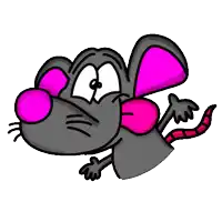 a cartoon mouse with pink ears and a tail