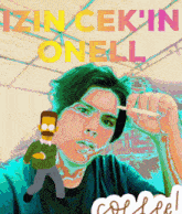 a cartoon of a man smoking a cigarette with the name izin cek 'in oneill written above him