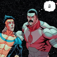 a comic book character with a mustache says he has me
