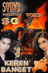 a poster for sound freestyle sg with a man and woman
