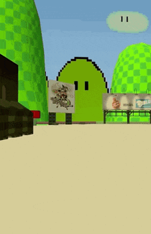 a cartoon landscape with a sign that says versus on it
