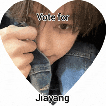 a picture of a person in a heart with the words vote for jiayang on it