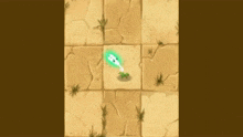a small plant is growing out of a cracked tile floor .