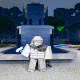 a statue of a man standing in front of a fountain