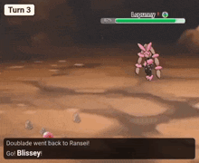 a video game screen shows a rabbit fighting another rabbit and says " doublede went back to ransel "