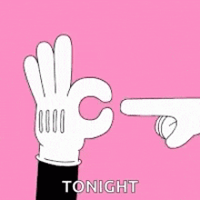 a cartoon of a hand pointing at another hand with the words tonight written on the bottom .