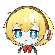 a drawing of a girl with yellow hair and blue eyes