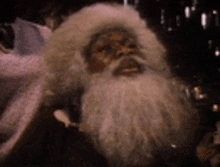 a close up of a man with a beard and a fur coat