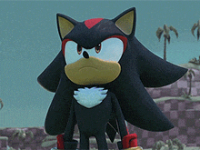 shadow the hedgehog from sonic the hedgehog is standing on a checkered field