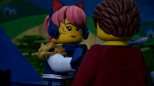 a man and a woman are standing next to each other and the woman is wearing headphones