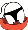 a cartoon drawing of a person 's butt in a red hat .