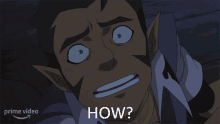 a cartoon of a man screaming with the words how on the bottom right