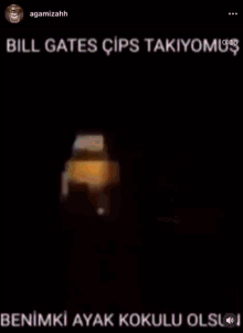 a blurry picture of a cartoon character with the caption " bill gates cips takiyomuc "