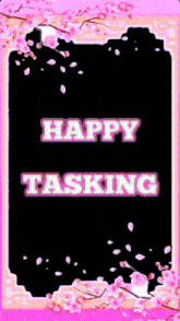a purple and blue background with a black frame that says ' happy birthday ' on it