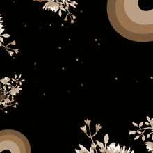 a black background with flowers and arabic writing