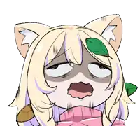 a cartoon drawing of a girl with cat ears and a green leaf in her hair