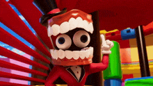 a cartoon character with a fake teeth on his head giving a thumbs up