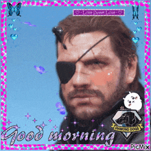 a picture of a man with an eye patch and a diamond dogs patch