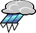 a pixel art drawing of a cloud with lightning bolts coming out of it