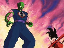 a cartoon of piccolo standing next to a young goku