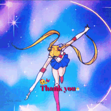 a picture of a sailor moon with the words thank you