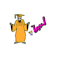 a drawing of a skeleton in a graduation cap and gown