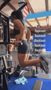 a woman is doing a backlash on a machine