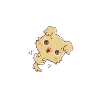 a cartoon dog is standing upside down on a white background and looking at the camera .