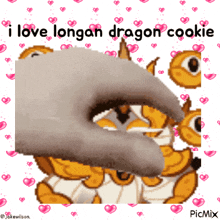 a picture of a dragon with the words i love longan dragon cookies