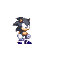 a pixel art drawing of sonic the hedgehog standing on a white background