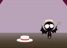 a cartoon of a bat and a ghost with a cane
