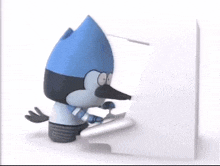 a regular show cartoon character is playing a game on a computer .