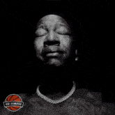 a black and white photo of a man with the words no jumper on the bottom right