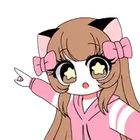 a cartoon drawing of a girl with long brown hair and a pink bow in her hair