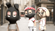 a cartoon character wearing a bandana and glasses is standing next to another cartoon character