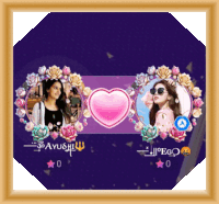 a framed picture of two women with the name ayushi on it