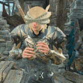 a video game character with a smiley face on the bottom of his face