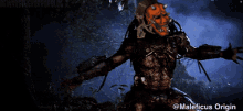 a picture of a predator with maleficus origin on the bottom