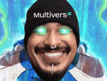 a man wearing a hat that says multivers x