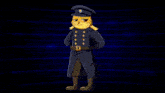 a cartoon of a cat in a military uniform standing in front of a wall of numbers