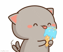 Mochi Cat Peach And Goma GIF - Mochi Cat Peach And Goma Ice Cream GIFs