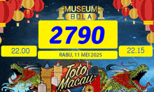 a poster for museum bola toto macau with a dragon on it
