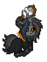 a pixel art drawing of a horse with a mask on it 's head