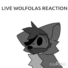 a black and white drawing of a wolf with the words " live wolfolas reaction " above it