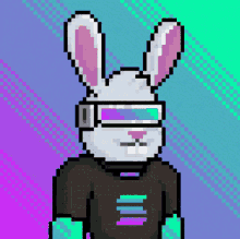 a pixel art of a rabbit wearing a black shirt